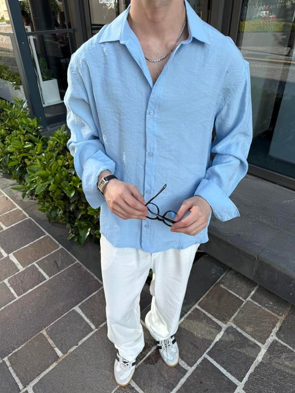 Basic Modal Kumaş Gömlek  - Mavi