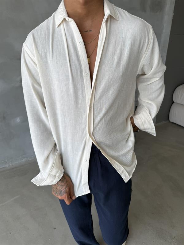 Basic Müslin Kumaş Gömlek - Bej