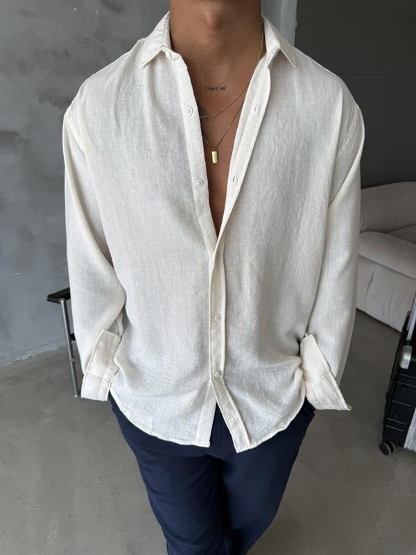 Basic Müslin Kumaş Gömlek - Bej