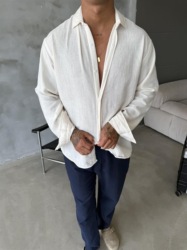 Basic Müslin Kumaş Gömlek - Bej