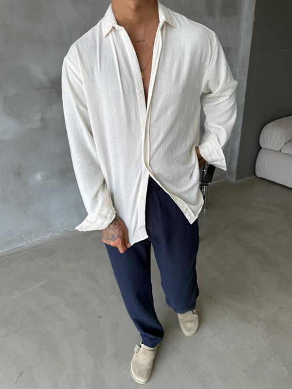 Basic Müslin Kumaş Gömlek - Bej