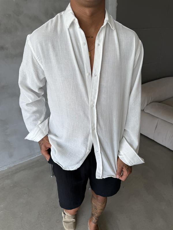 Basic Müslin Kumaş Gömlek - Beyaz