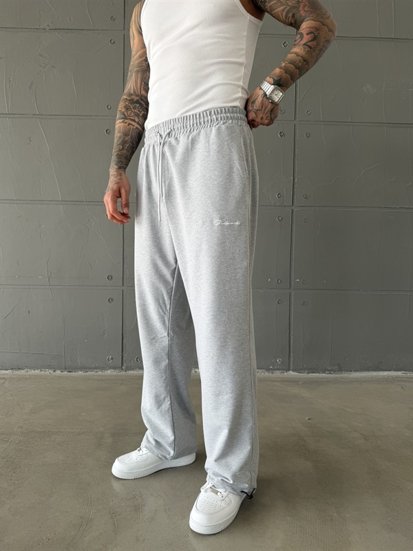 Basic Nakışlı Baggy Eşofman - Gri