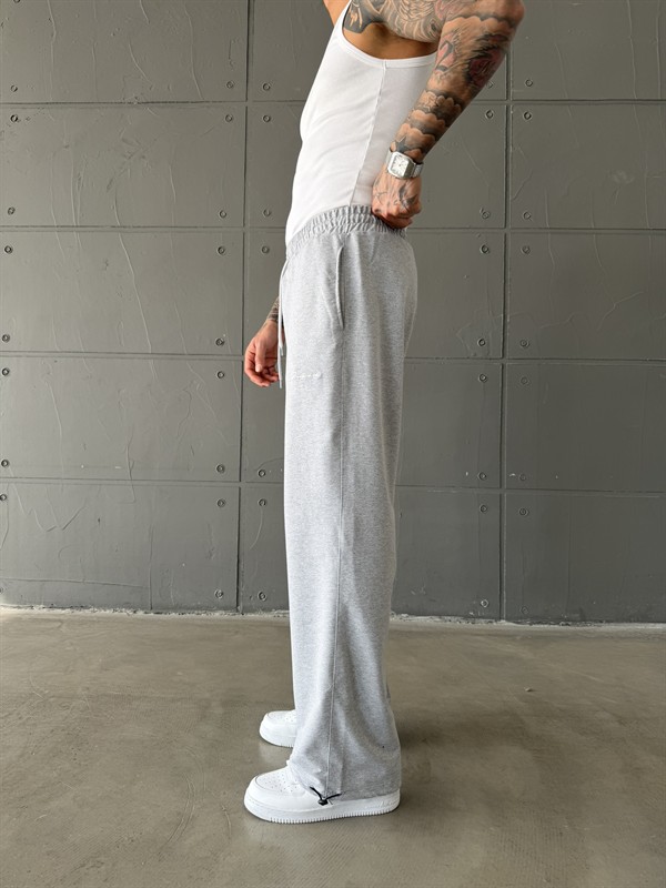 Basic Nakışlı Baggy Eşofman - Gri