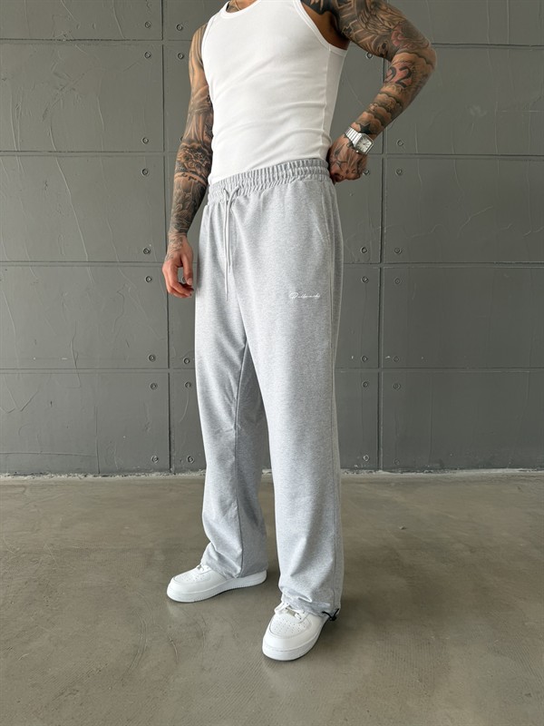 Basic Nakışlı Baggy Eşofman - Gri