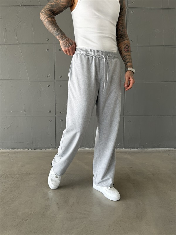 Basic Nakışlı Baggy Eşofman - Gri