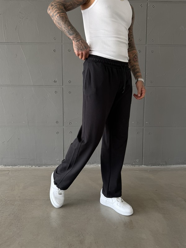 Basic Nakışlı Baggy Eşofman - Siyah