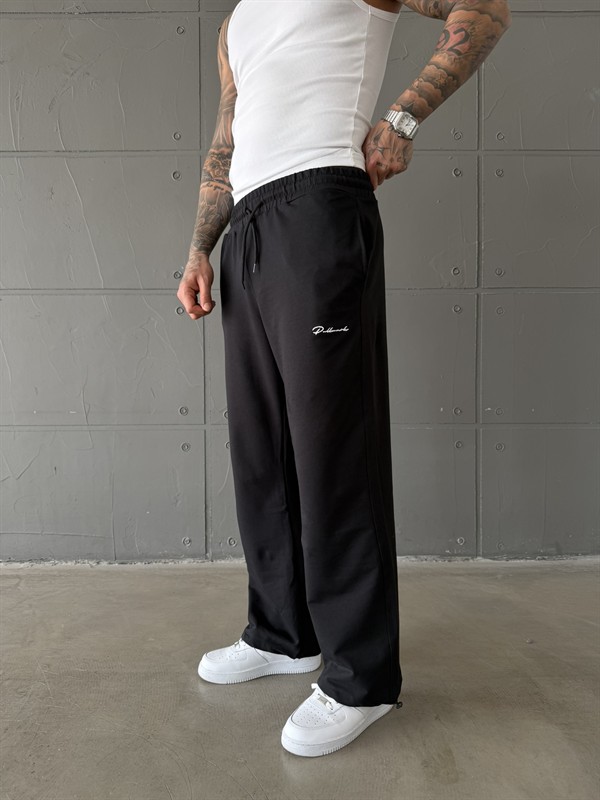 Basic Nakışlı Baggy Eşofman - Siyah