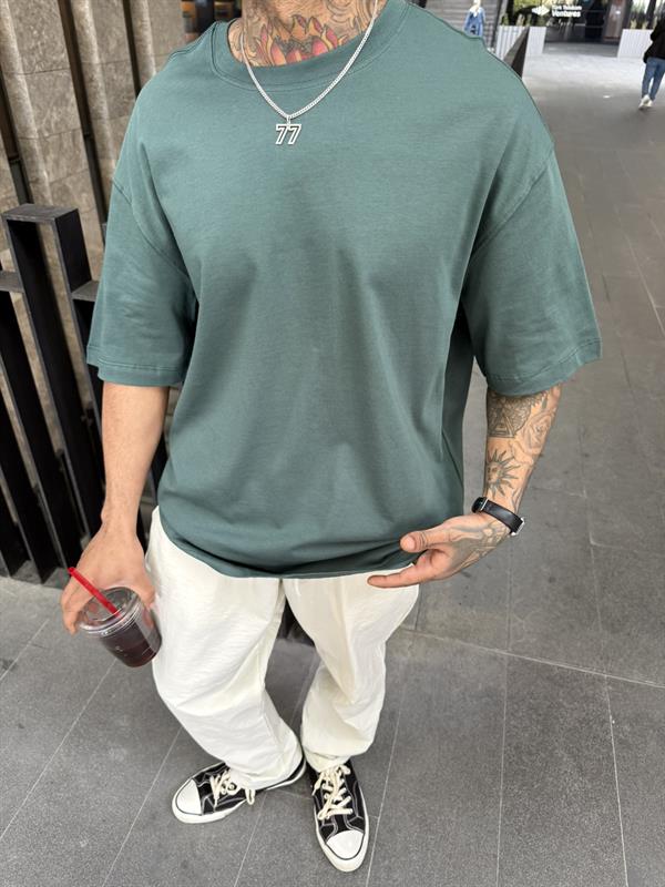 Basıc Oversize Tişört - Yeşil