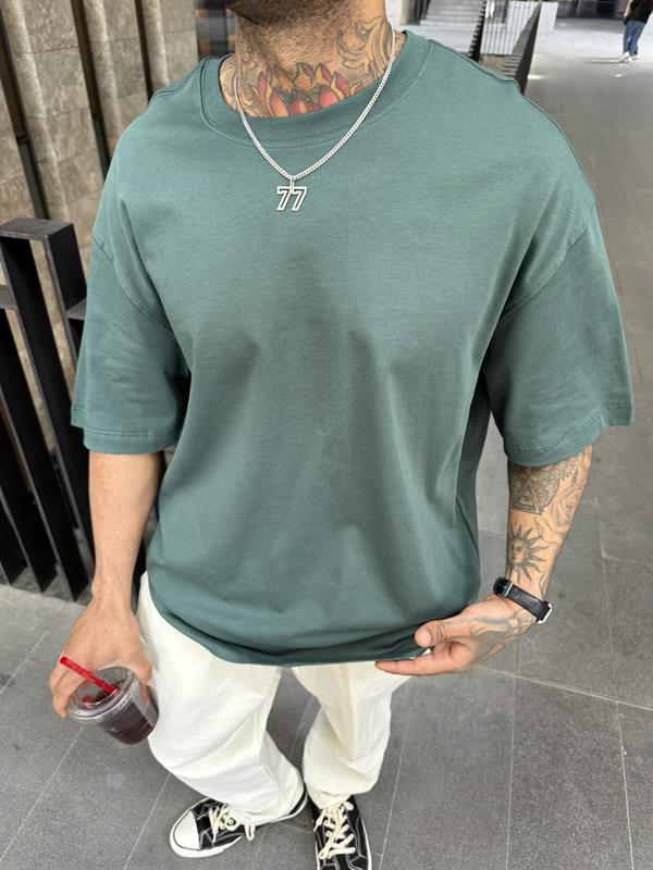 Basıc Oversize Tişört - Yeşil