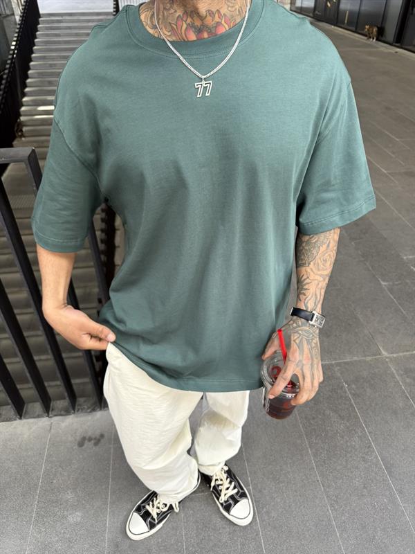 Basıc Oversize Tişört - Yeşil