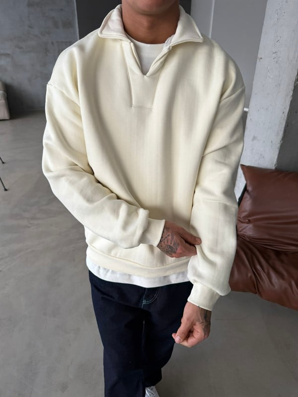 Basic  Pat Yaka Polo Sweat - Bej