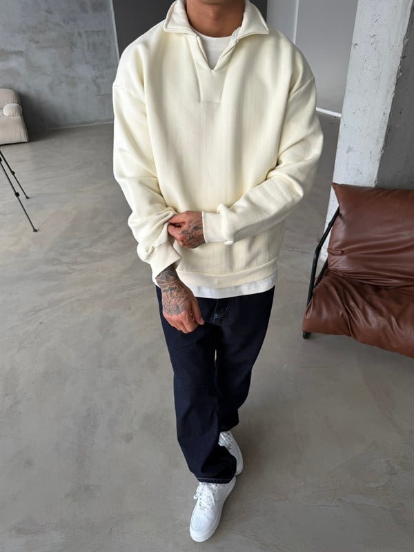 Basic  Pat Yaka Polo Sweat - Bej