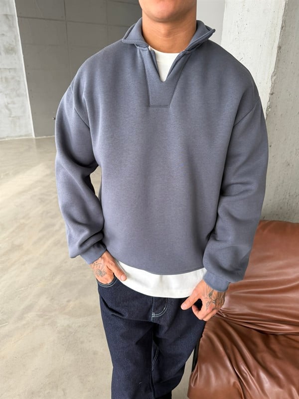 Basic  Pat Yaka Polo Sweat - Füme