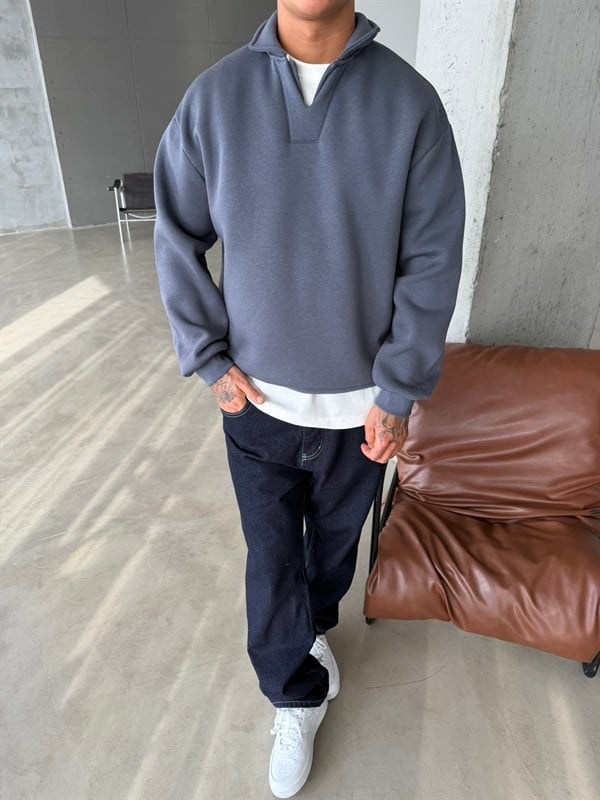 Basic  Pat Yaka Polo Sweat - Füme