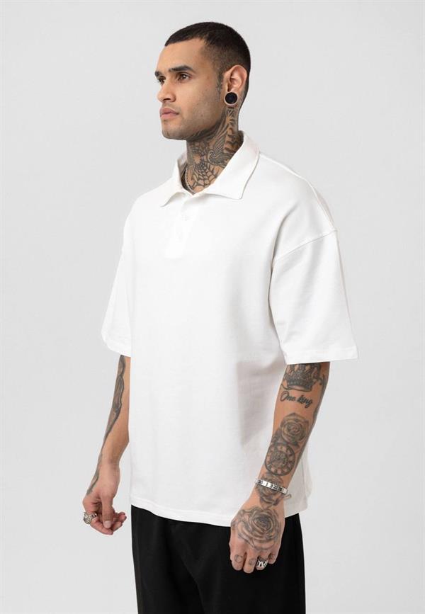 Basic Polo Yaka T-Shirt-Beyaz
