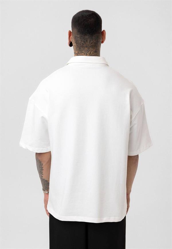 Basic Polo Yaka T-Shirt-Beyaz