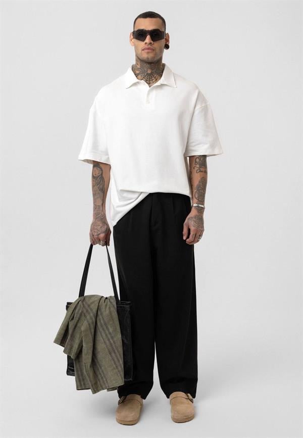 Basic Polo Yaka T-Shirt-Beyaz