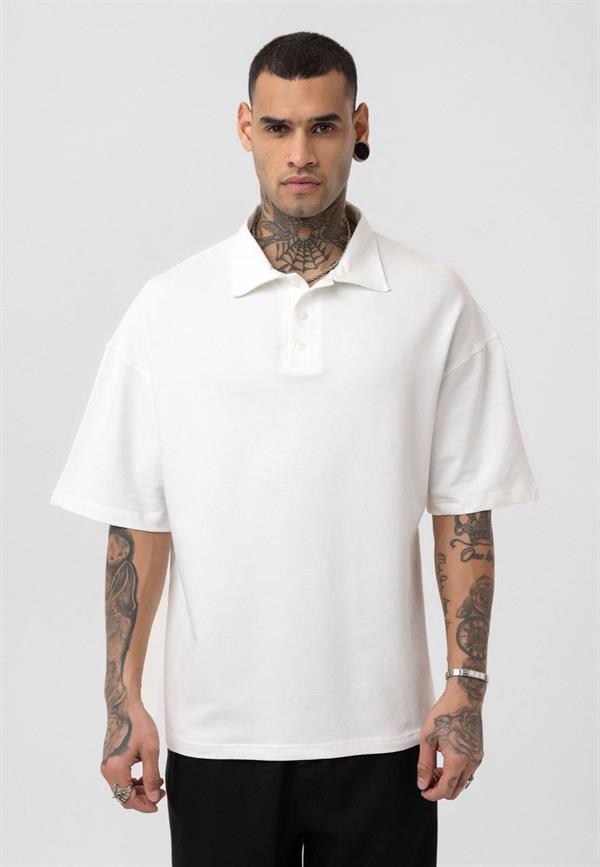 Basic Polo Yaka T-Shirt-Beyaz