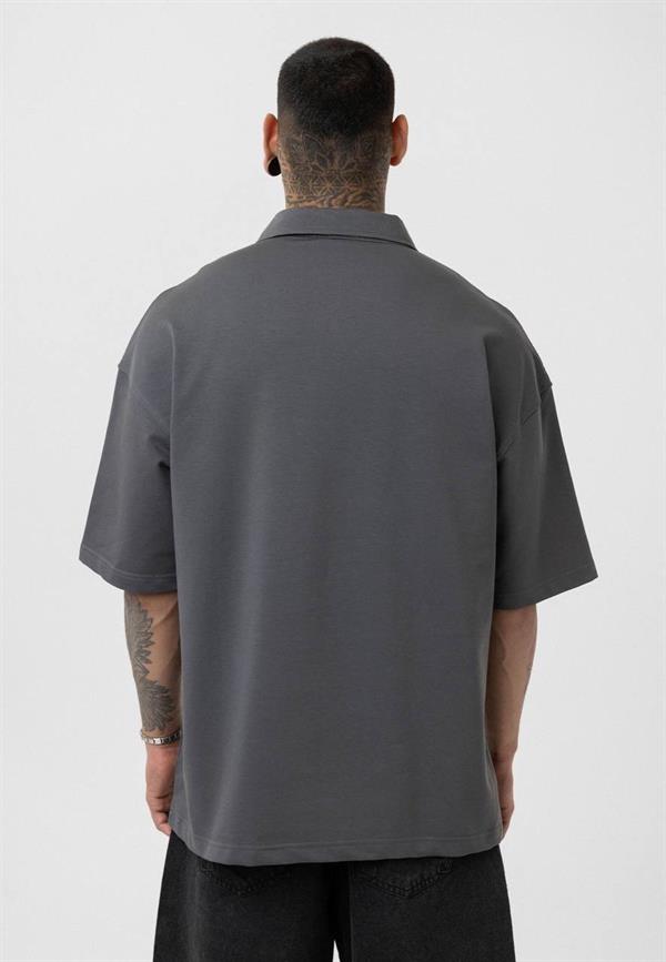 Basic Polo Yaka T-Shirt-Füme