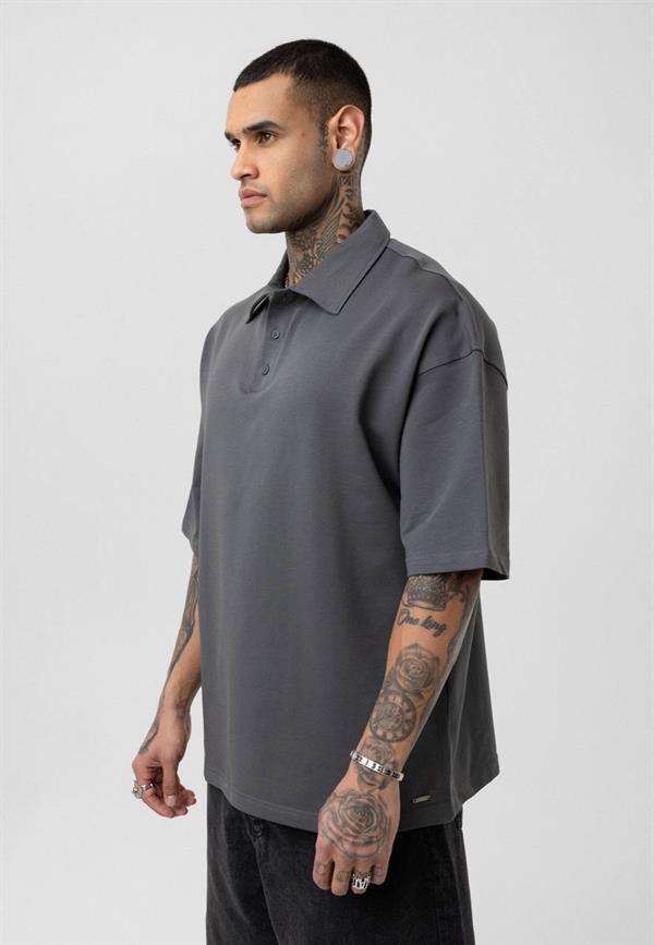 Basic Polo Yaka T-Shirt-Füme