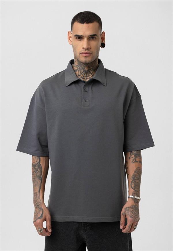 Basic Polo Yaka T-Shirt-Füme