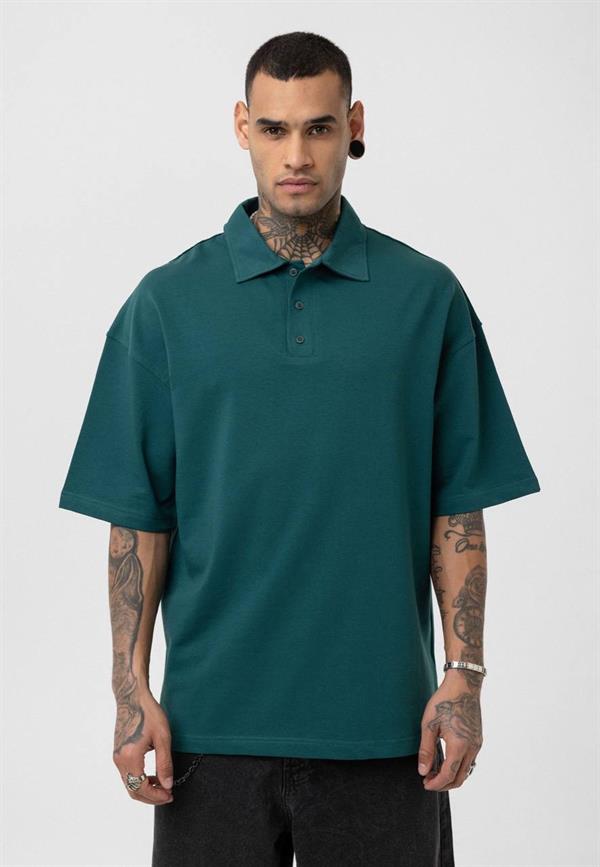 Basic Polo Yaka T-Shirt-Yeşil