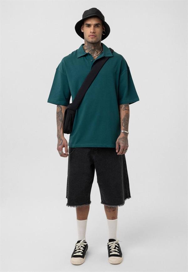 Basic Polo Yaka T-Shirt-Yeşil