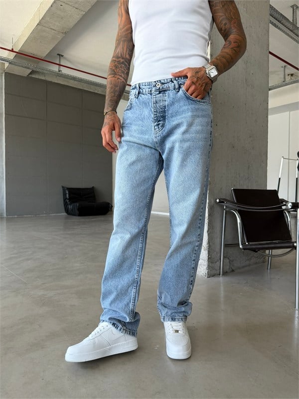 Basic Premium Baggy Pantolon -Mavi