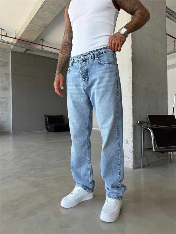 Basic Premium Baggy Pantolon -Mavi