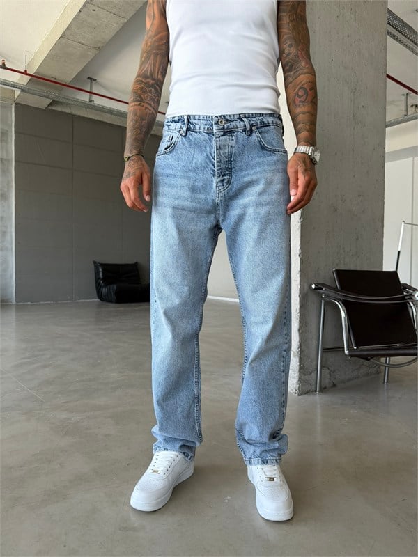 Basic Premium Baggy Pantolon -Mavi