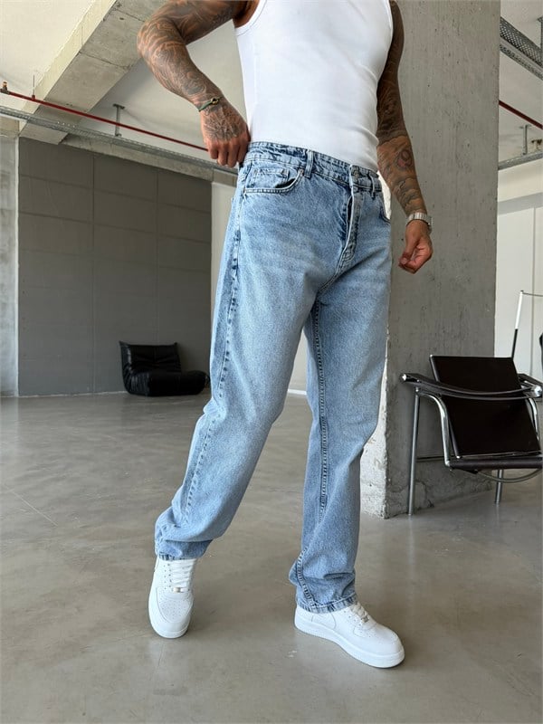 Basic Premium Baggy Pantolon -Mavi