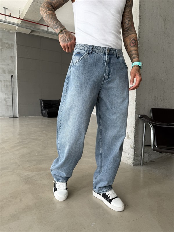 Basic Premium Relax Baggy Pantolon - Mavi