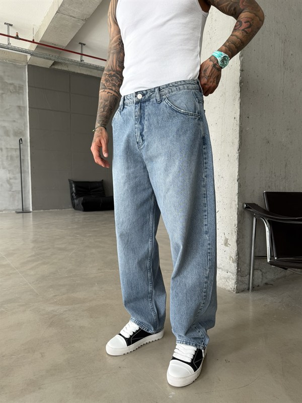 Basic Premium Relax Baggy Pantolon - Mavi