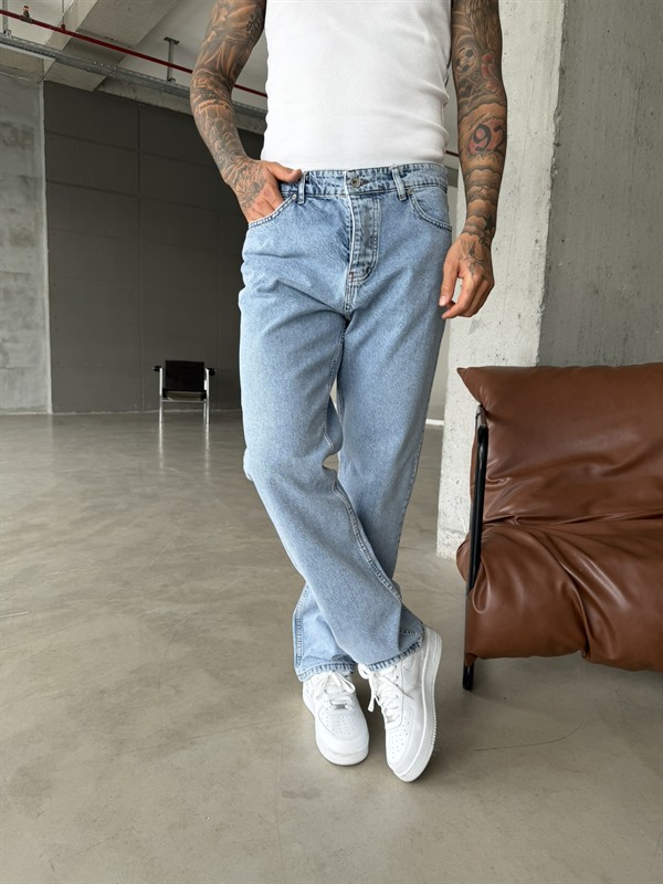 Basic Premium Wide Baggy Pantolon - Mavi