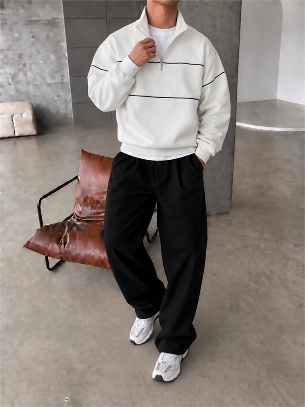 Basic Premium Yarım Fermuar Sweat