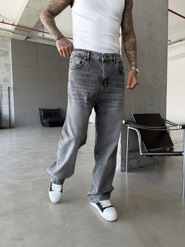 Basic Relax Baggy Pantolon - Gri