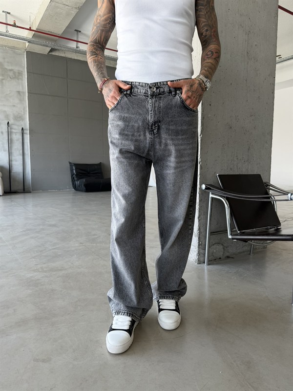 Basic Relax Baggy Pantolon - Gri