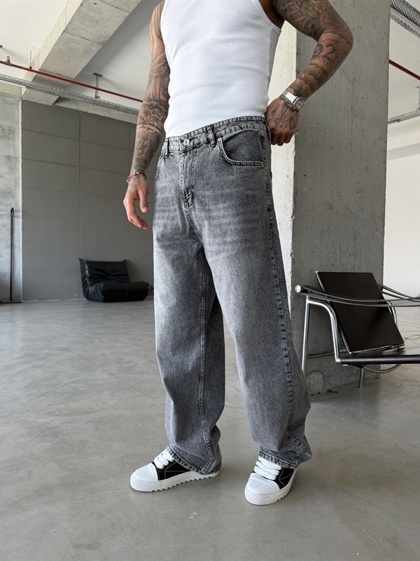 Basic Relax Baggy Pantolon - Gri