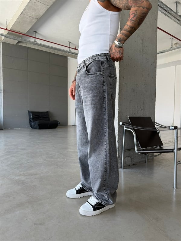Basic Relax Baggy Pantolon - Gri