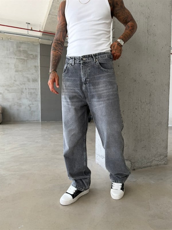 Basic Relax Gri Baggy Pantolon