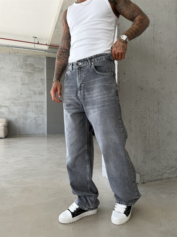 Basic Relax Gri Baggy Pantolon