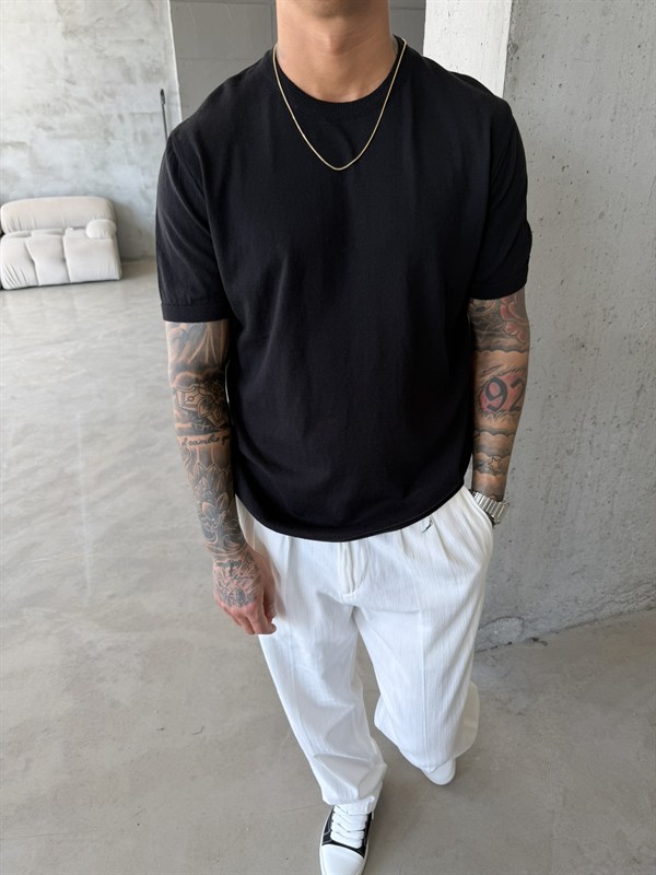 Old Money Basic Triko T-Shirt - Siyah