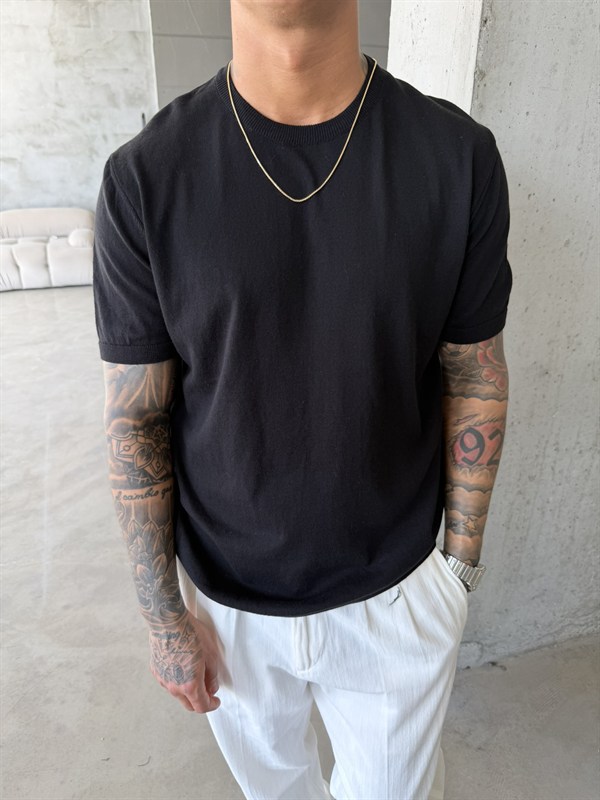 Old Money Basic Triko T-Shirt - Siyah