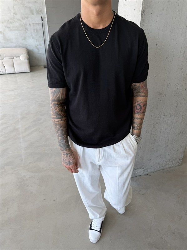 Old Money Basic Triko T-Shirt - Siyah
