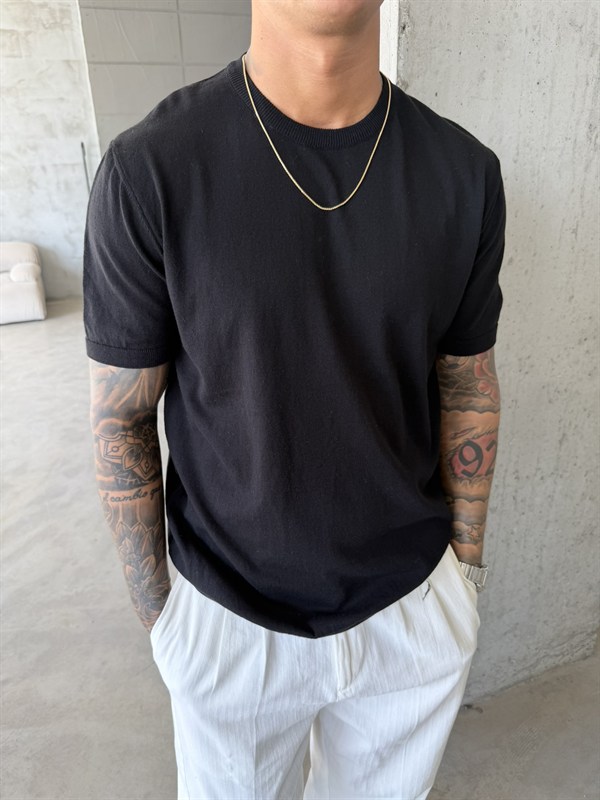 Old Money Basic Triko T-Shirt - Siyah