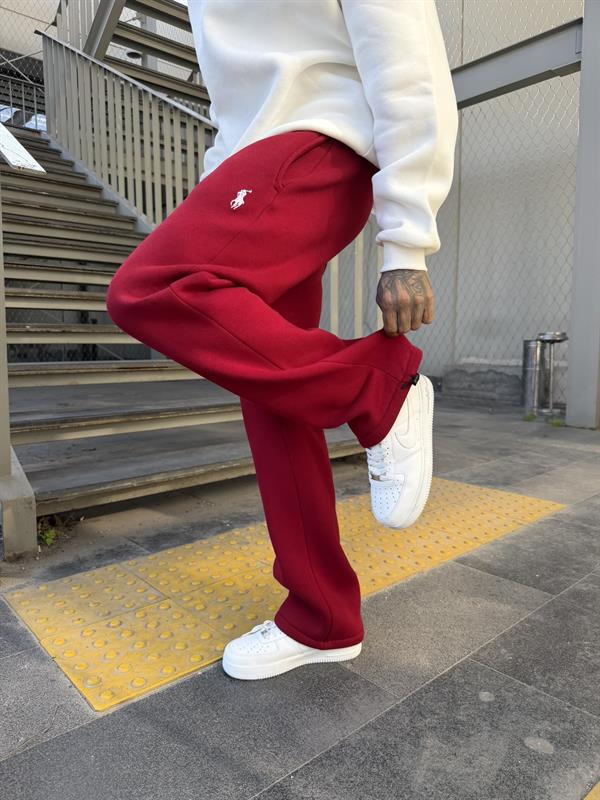 Basic Wide Baggy Eşofman - Bordo