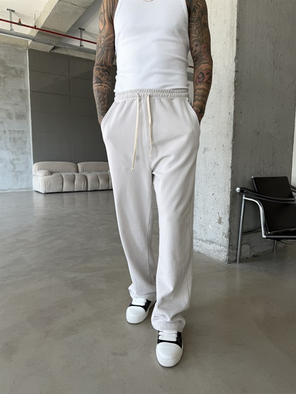 Basic Yıkamalı Acid Baggy Eşofman - Gri