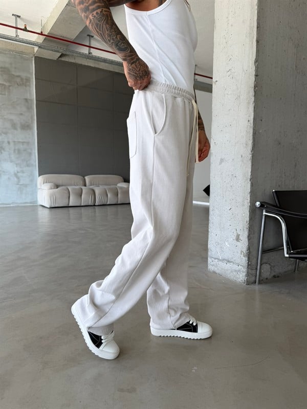 Basic Yıkamalı Acid Baggy Eşofman - Gri