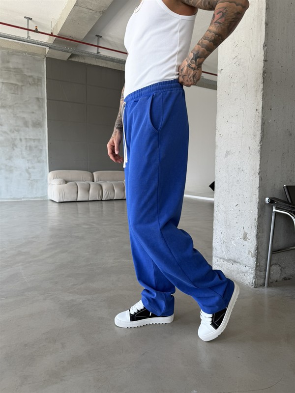 Basic Yıkamalı Acid Baggy Eşofman - Mavi